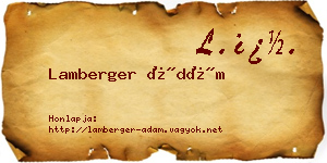Lamberger Ádám névjegykártya
